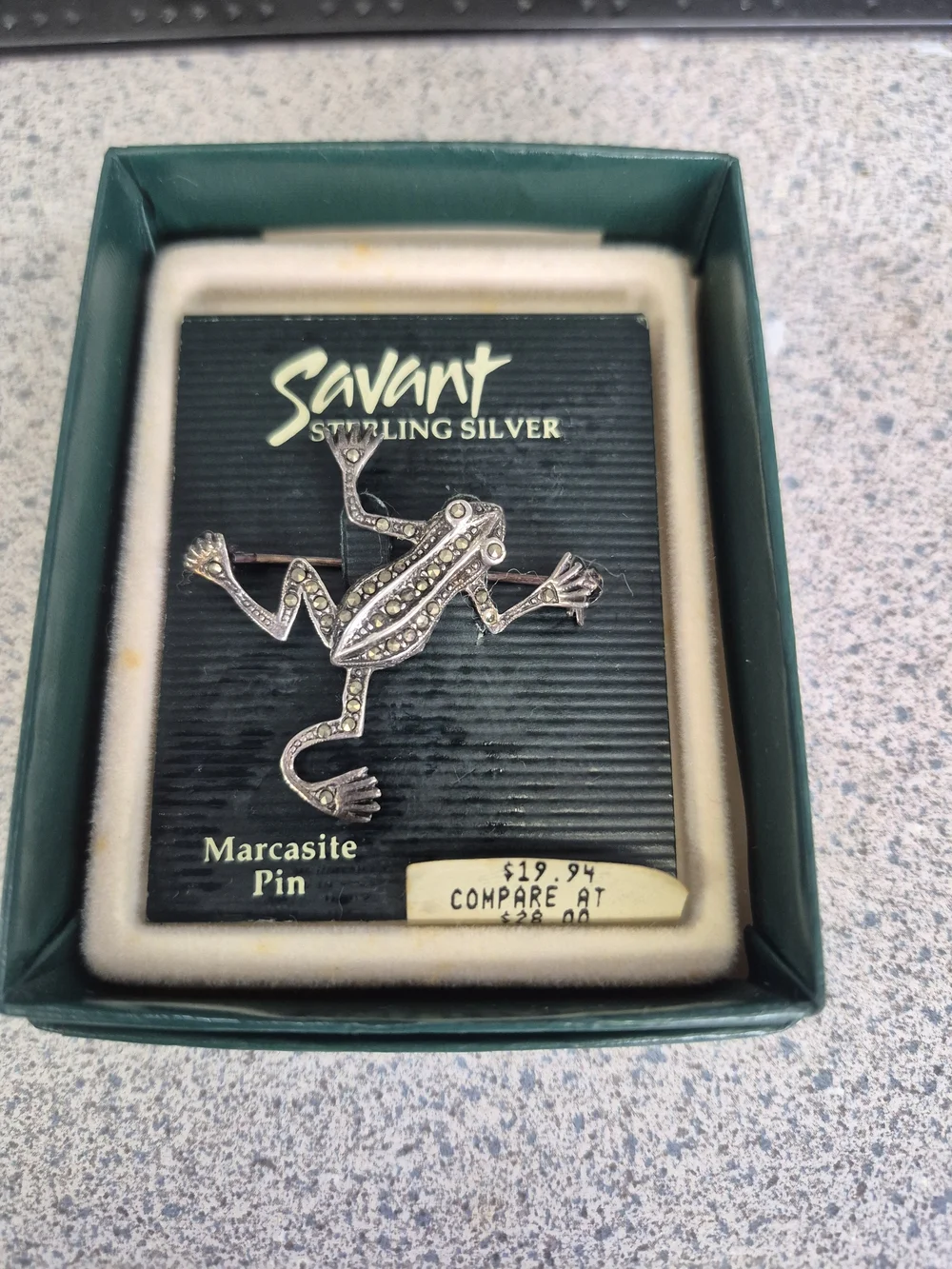 Sterling Silver Marcasite Frog Pin - Silver